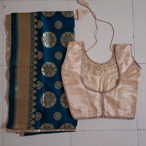 Elegant Teal Dupatta with Embellished Blouse