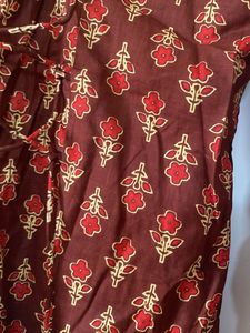 Brown Floral Print Kurta
