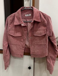Pink Corduroy Cropped Jacket