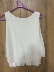Pleated White Tank Top