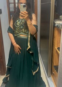 Emerald Green Embroidered Lehenga Set
