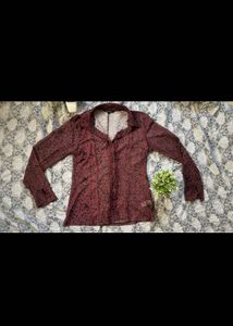 Sheer Printed Button-Down Shirt