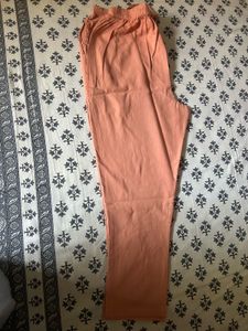 Peach Embroidered Cotton Kurta Set