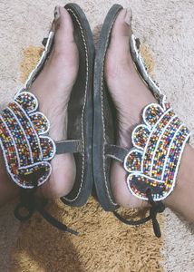Boho Beaded Flat Sandals