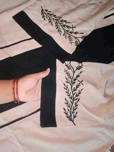Biege black jacket abaya