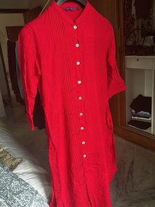 Vibrant Rani pink Mandarin Collar Kurta