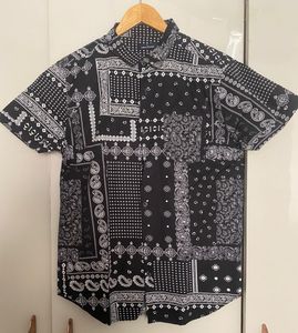 Men's Black Bandana Print Short Sleeve Shirt