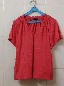 Coral V-Neck Top