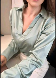 Zara Sage green satin shirt