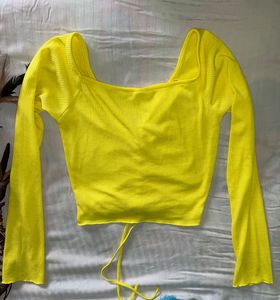 Bright Yellow Ruched Crop Top
