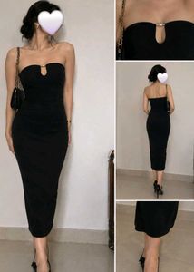 Chic Strapless Black Midi Dress