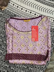 Elegant Lavender Kurta with Golden Motifs