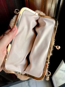 Faux Fur Clutch with Gold Chain