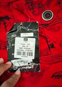 Boys Red Cargo Shorts with Print