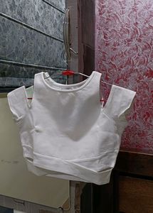 White cut out crop top
