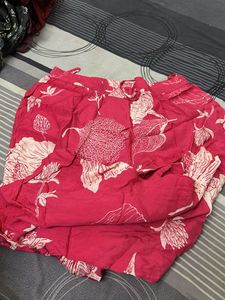 Vibrant Pink Kurta with Leaf Print