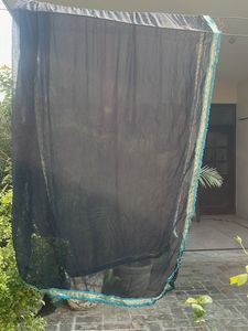 Elegant Black Saree with Blue Border