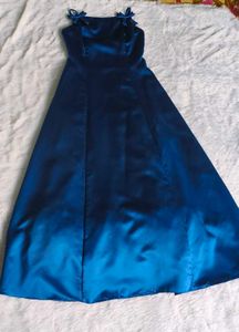 Elegant Royal Blue Bow Detail Maxi Dress