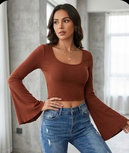 Ribbed Long Sleeve Crop Top