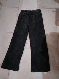 Stylish Black Distressed Wide Leg Jeans