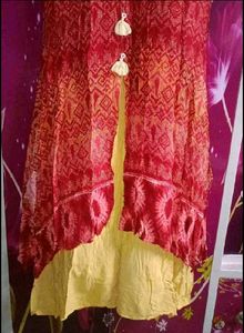 Red Embroidered Tassel Kurta