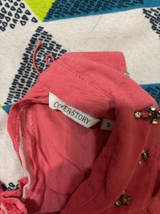 Cute Coral Puff Sleeve Top