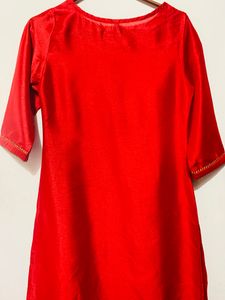 Red Kurti with Gold Detailing
