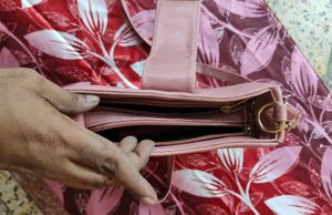 Chic Pink Handbag with Gold Clasp
