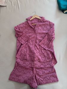 Chic Broderie Anglaise Pink Top and Shorts Coord