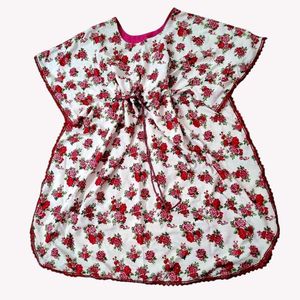Vintage Rose Print Kaftan Dress