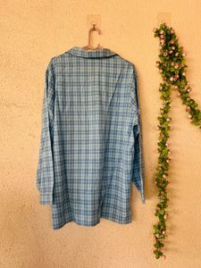 Blue Plaid Button-Down Shirt