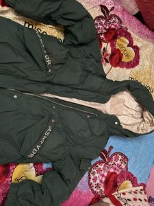 long Stylish Green Puffer Jacket