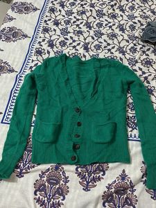 Emerald Green Button-Up Cardigan