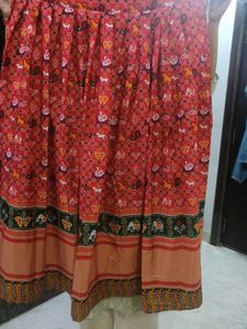 Red Printed Maxi Skirt