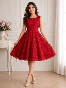 Elegant Red Floral Cocktail Dress