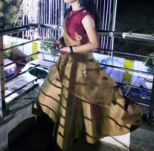 Elegant  maroon golden lengha choli