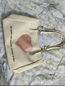 Cute Cream Heart Tote Bag