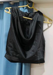 Sleek Black Cowl Neck Sleeveless Top