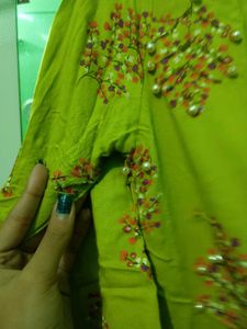 Elegant Green Printed floral sequins Kurta