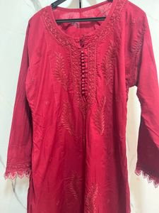Lucknowi Chikan Maroon Kurta❤️