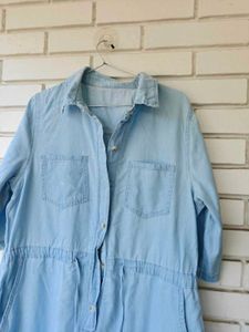 Faded Denim shade Cotton Shirt Dress