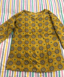Yellow Printed Kurta