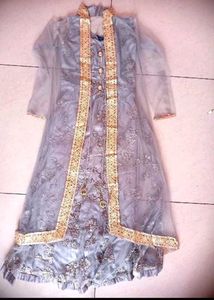 Elegant Grey Embroidered Dress