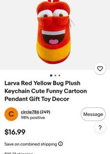 Larva Red Yellow Bug Plush Keychain Cute Funny