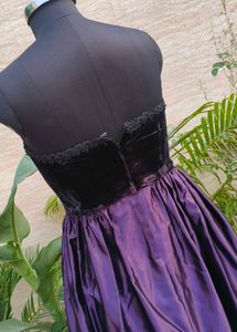 Strapless Velvet &amp; Satin Gown