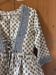 Boho Blue &amp; Beige Print Kurta