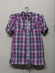 Y2K Plaid Ruffle Button-Down Shirt
