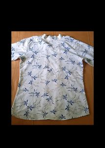 White Top With Blue Flowers