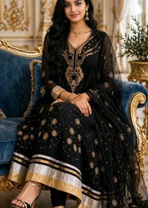 Elegant Black Embroidered Gown