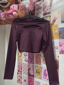 Shein Cut-Out Long Sleeve Crop Top